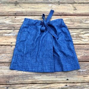 Gap Chambray Tie-Wrap pocketed flare mini skirt XS
